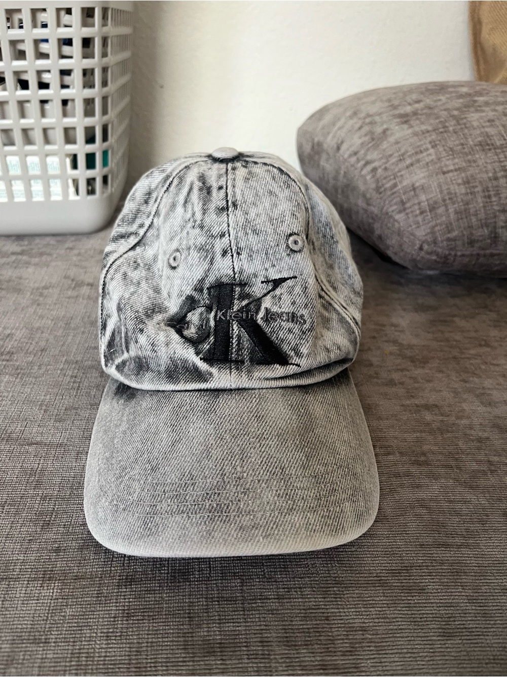 Vintage Calvin Klein Jeans Black Denim Baseball Cap Hat Adjustable CK Logo Y2K